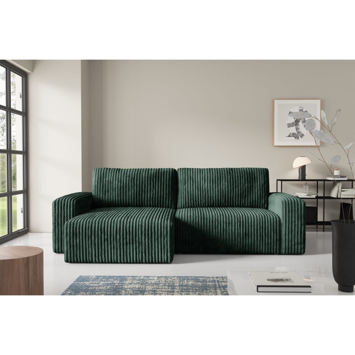 Narożnik FANO z funkcją spania sztruks Kolor: TILIA 39