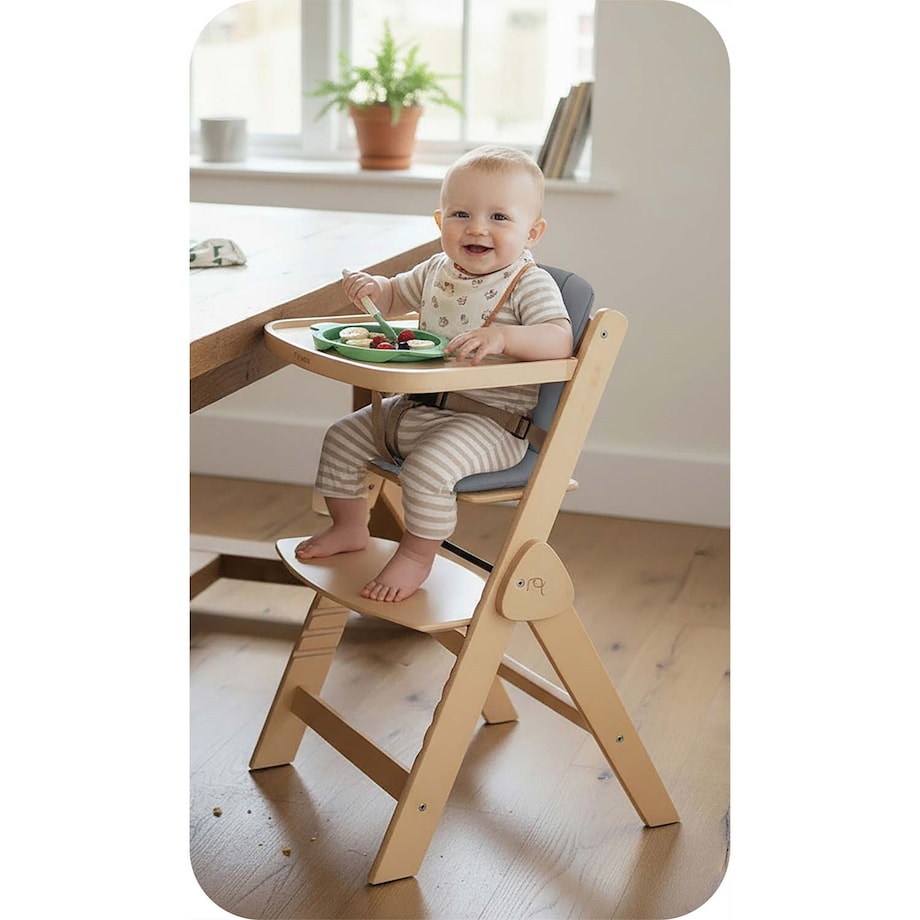 Drewniane krzesełko do karmienia Nukido składane regulowane pasy 702000