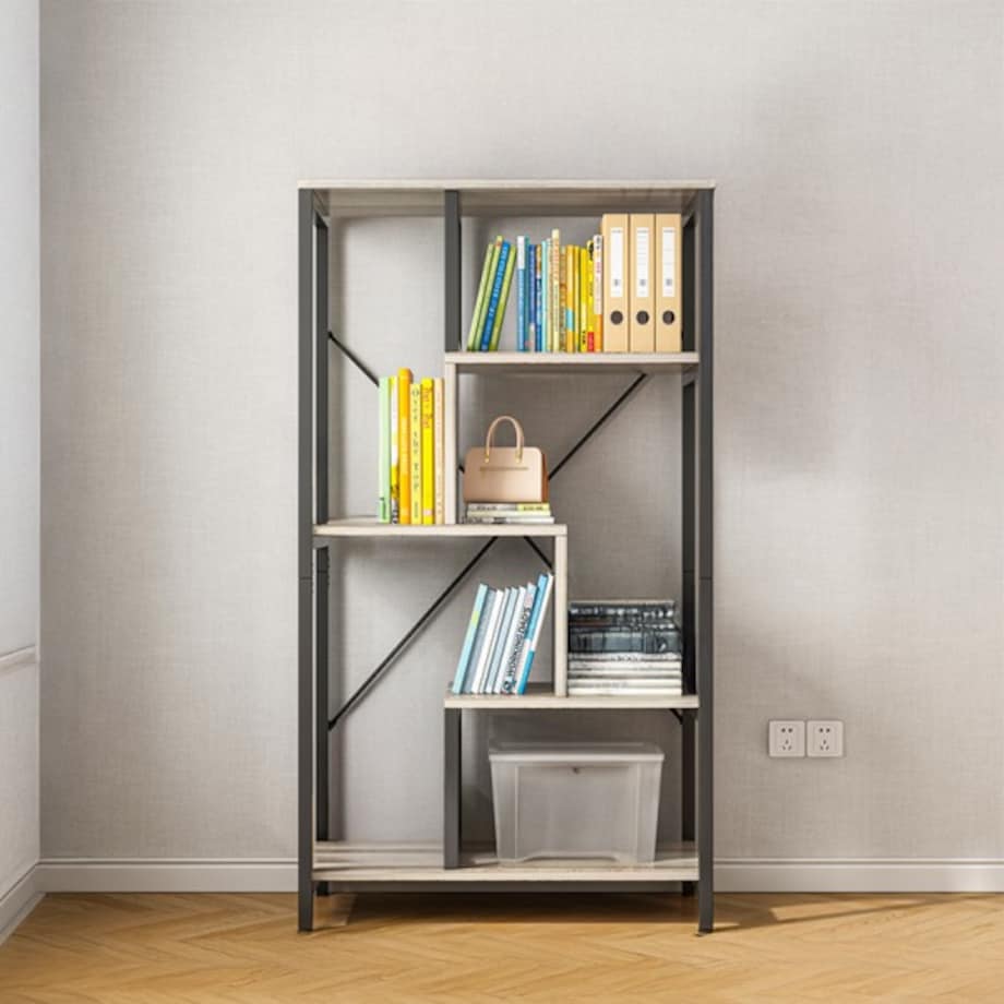 Regał stojący industrialny otwarty na książki 8 półek metalowa rama 132 cm