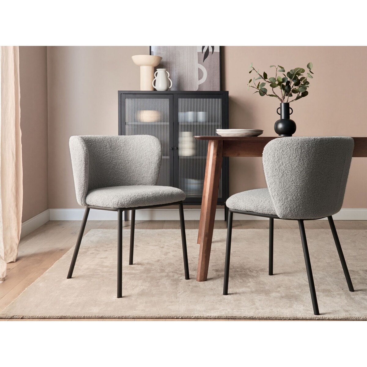 Zestaw 2 krzeseł do jadalni boucle szare MINA
