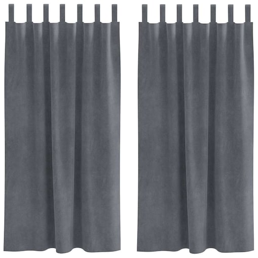 vidaXL Zasłony z zasłonami 2 pcs Jasnoszary 140 x 175 cm Aksamit