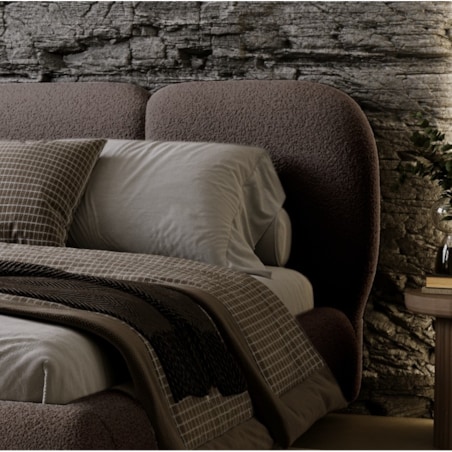 Łóżko tapicerowane 200x200 ROZA z pojemnikiem na pościel, fioletowo-brązowy