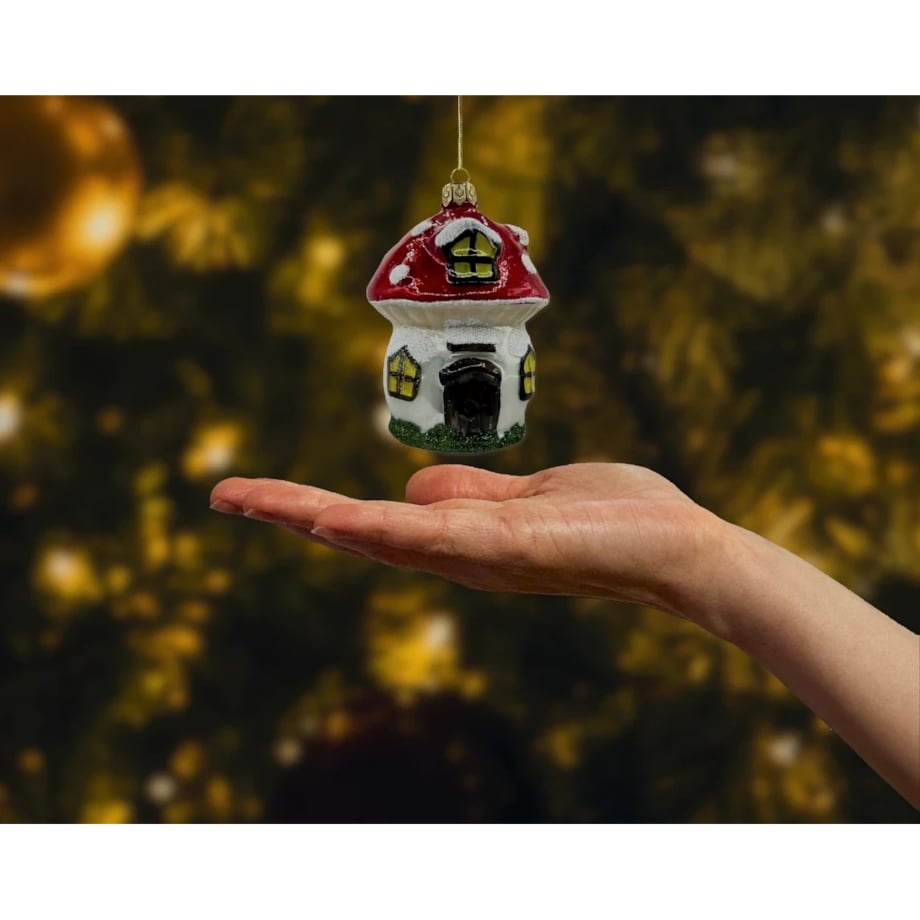 Bombka choinkowa szklana: Grzybkowy domek