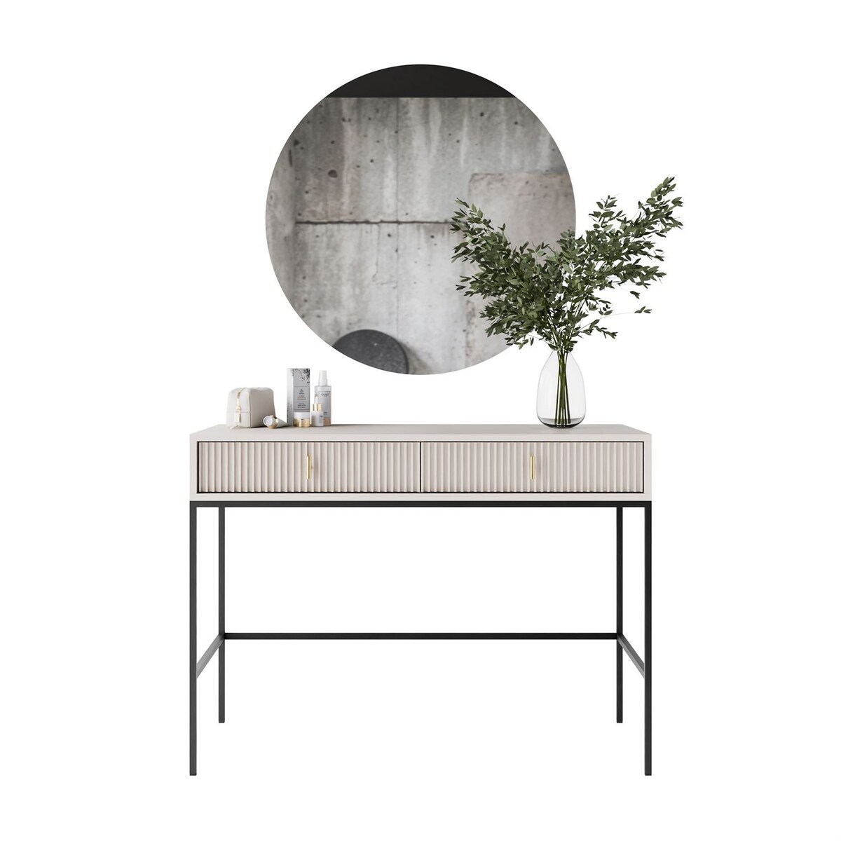 Toaletka MIDNIGHT na stelażu z lustrem i oświetleniem LED, kaszmir