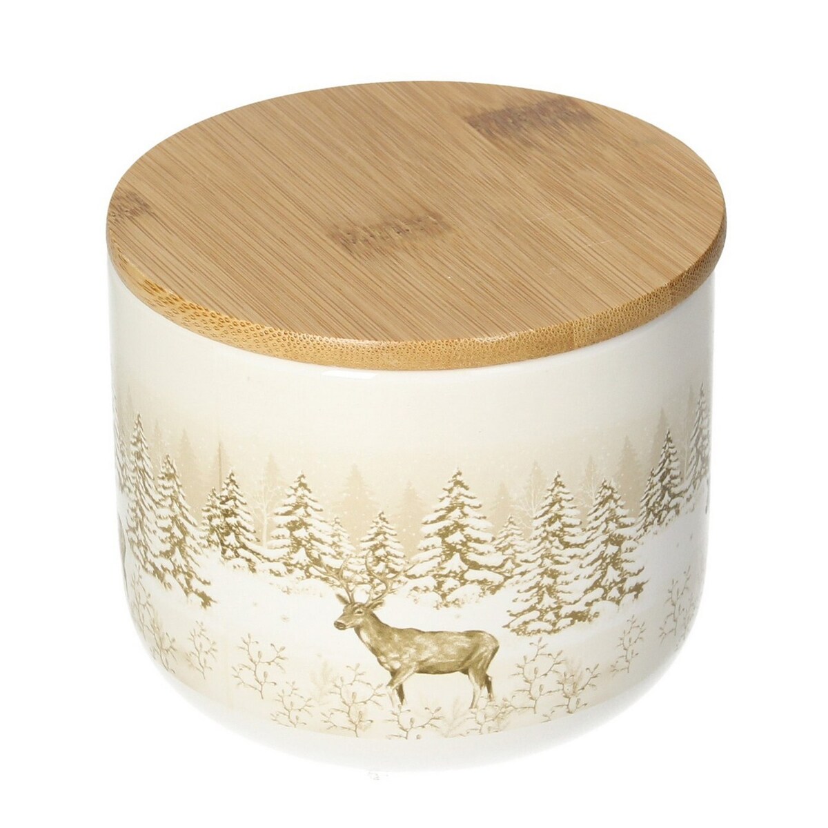 Pojemnik Winter Meadow II ⌀9cm boże narodzenie, święta, świąteczne, biały-beżowy-brązowy-naturalny, 9 x 11 x 11 cm