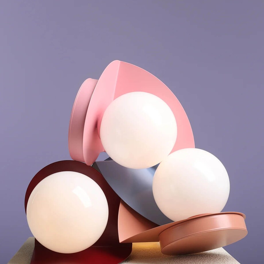 Stołowa lampka salonowa Una 1125B16 Aldex kule molekuły szkło metal niebieska