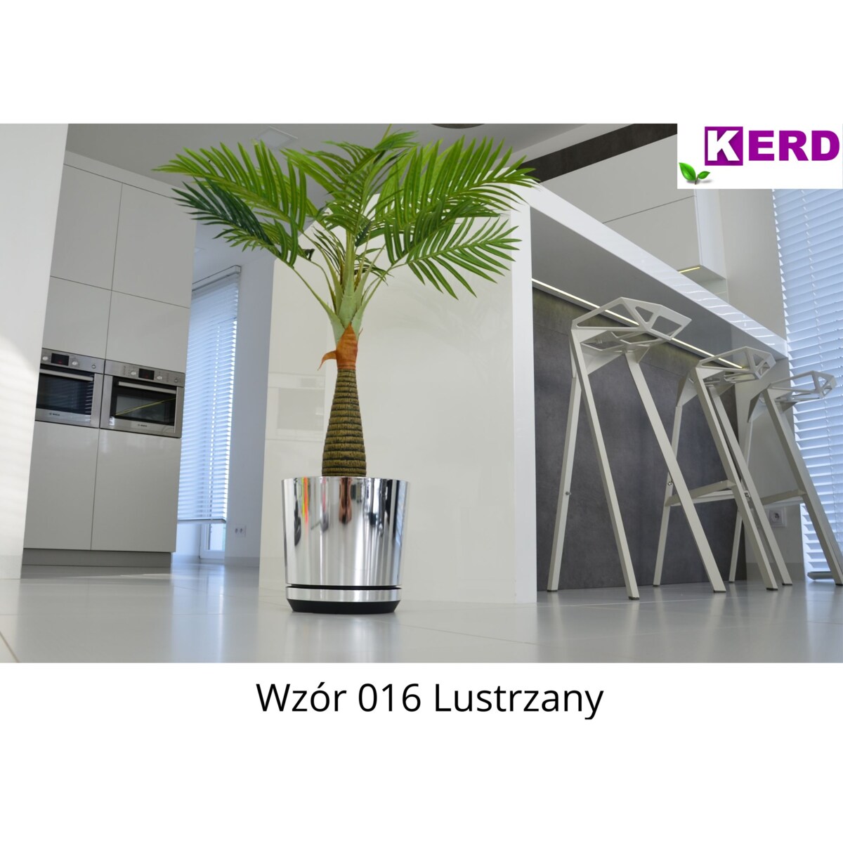 18 cm wzór LUSTRZANY Doniczka z podstawką glamour elegancka efekt lustra wysoki połysk nowoczesna