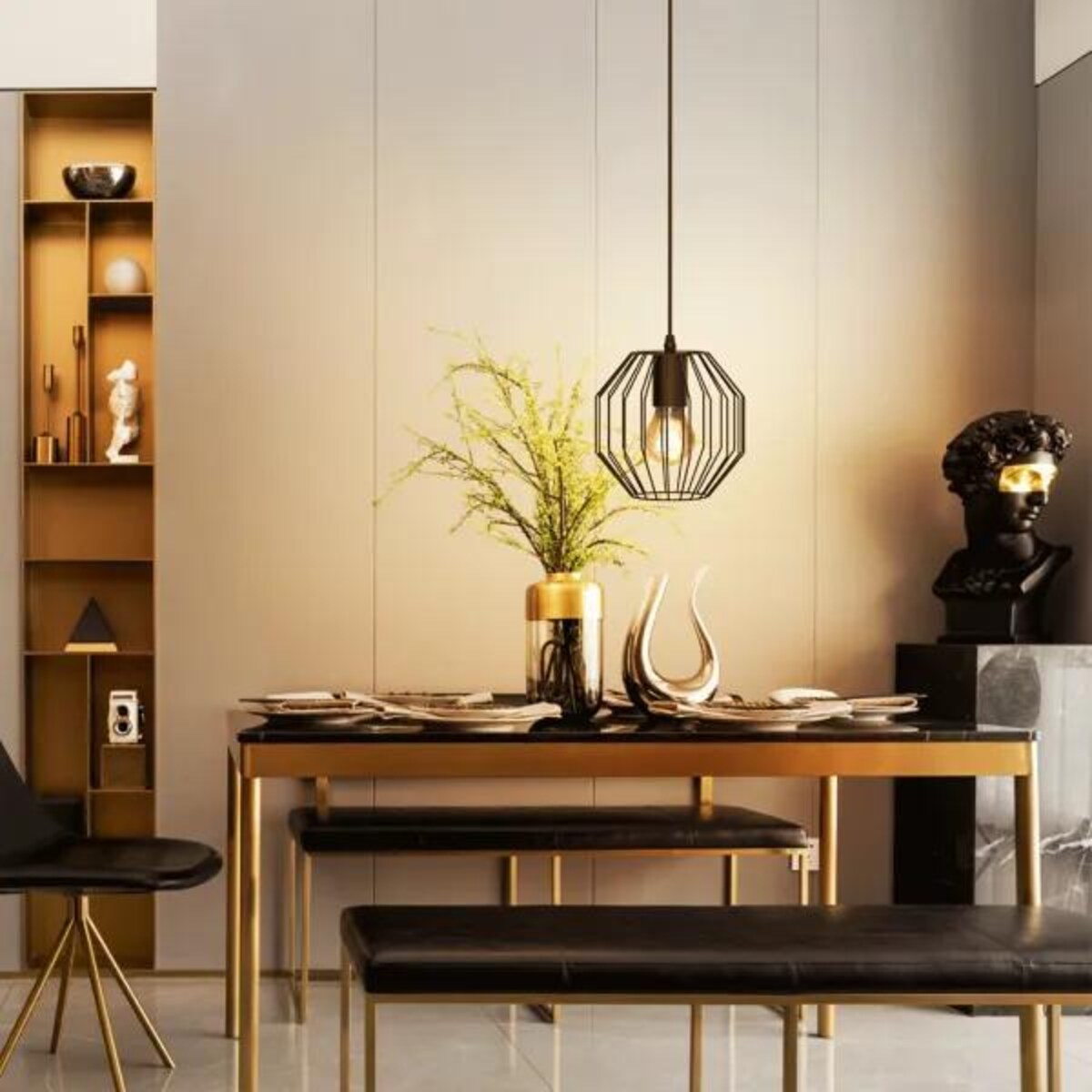 metalowa lampa wisząca loftowa e27 czarna