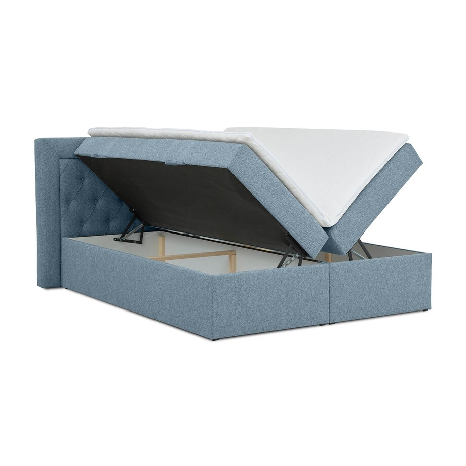 Łóżko kontynentalne ANNABELLE 140x200 z pojemnikiem, Niebieski, tkanina Matana 11