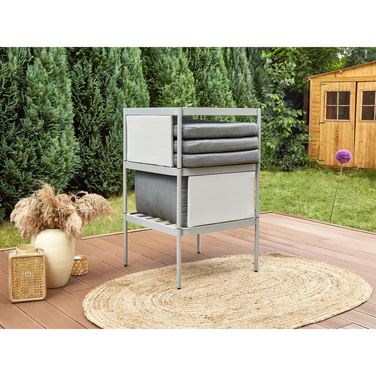 Zestaw ogrodowy dwuosobowy modułowy jasnoszary TERRACINA