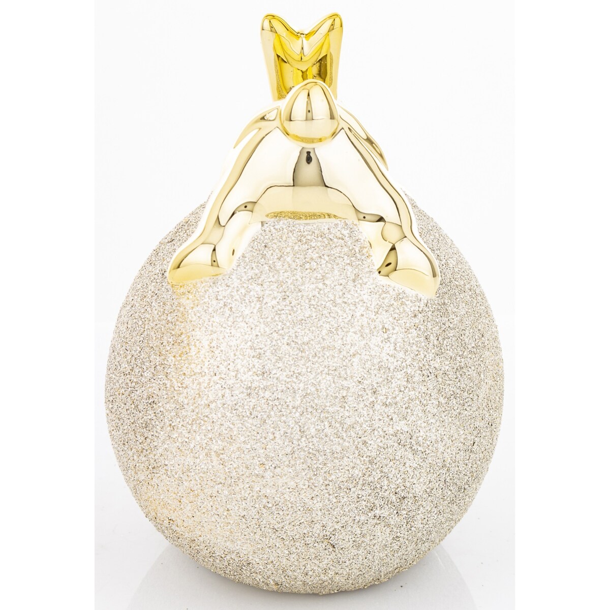 Dekoracja - złoty króliczek na JAJKU 12x11x8 cm