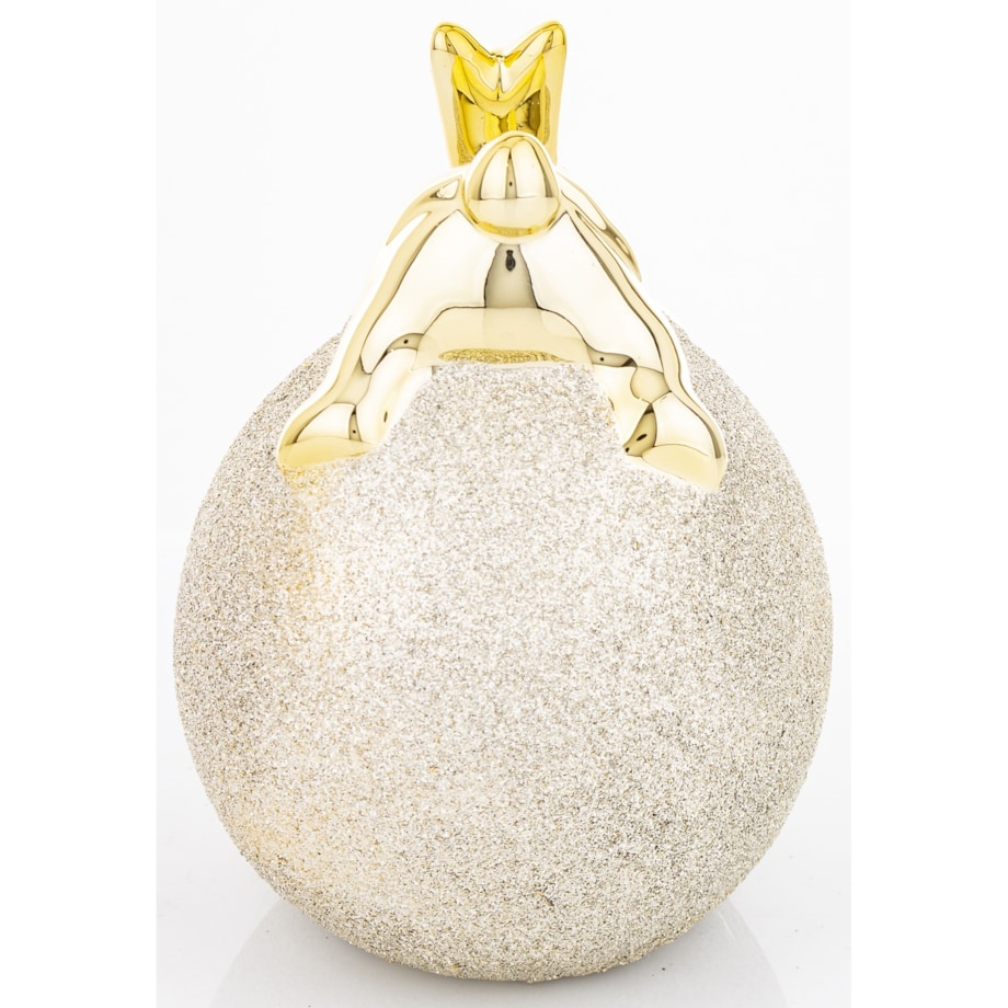 Dekoracja - złoty króliczek na JAJKU 12x11x8 cm