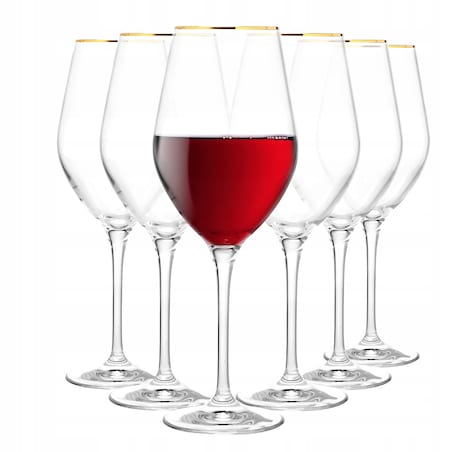 Eleganckie Kieliszki na Nóżce do Wina Wody Splendour Krosno Złoty Pasek