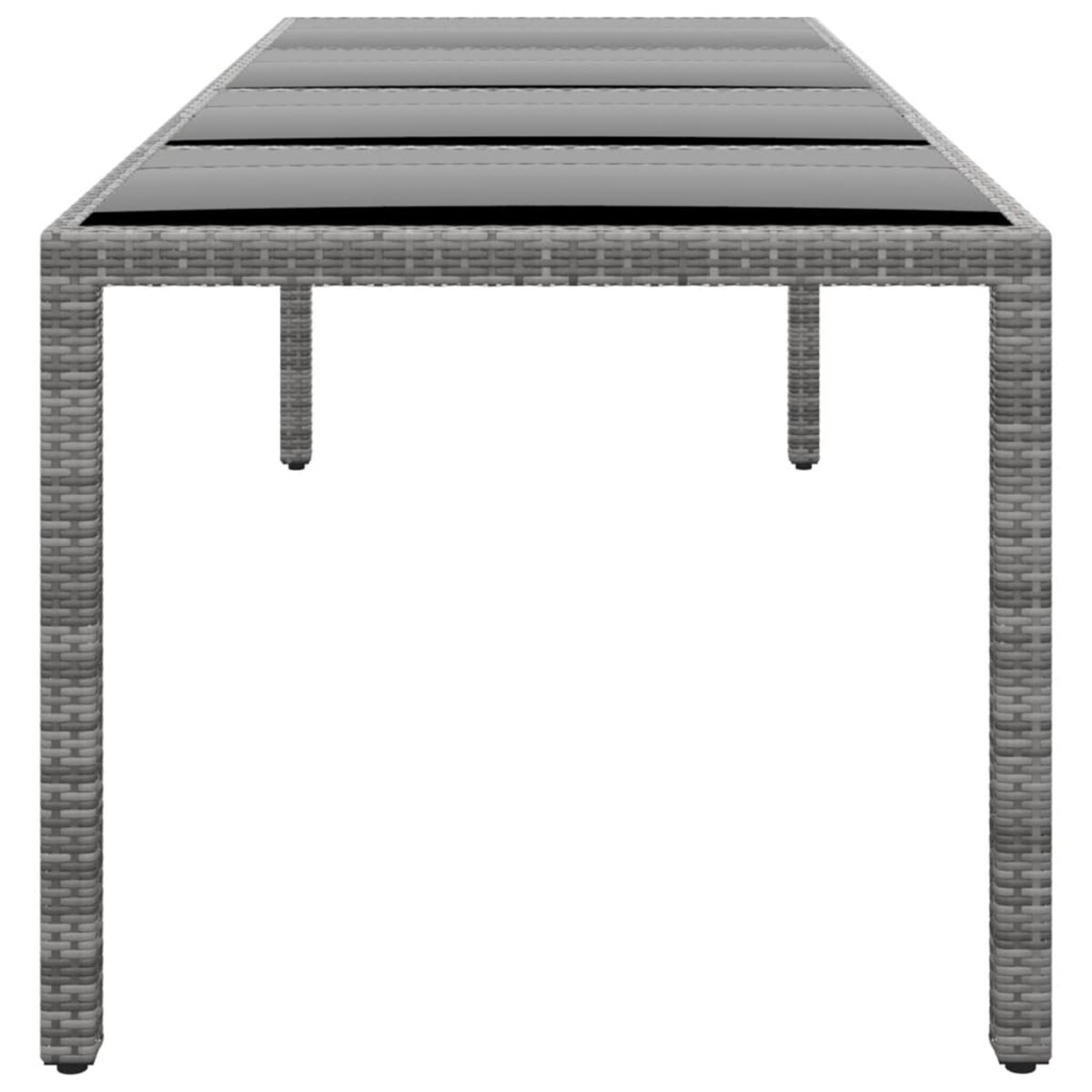 vidaXL Stół ogrodowy, 250x100x75 cm, szkło i rattan PE, szary