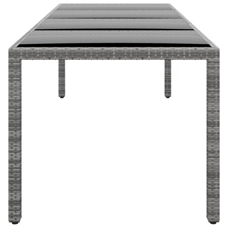 vidaXL Stół ogrodowy, 250x100x75 cm, szkło i rattan PE, szary