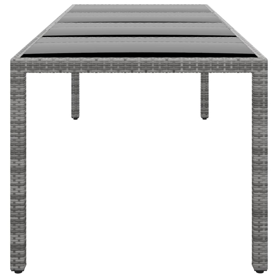 vidaXL Stół ogrodowy, 250x100x75 cm, szkło i rattan PE, szary