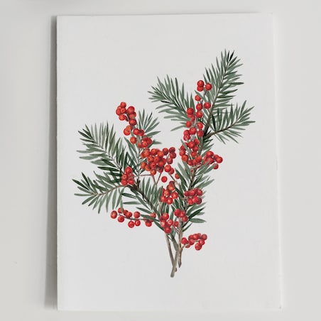 Plakat Gałązka sosny z ostrokrzewem 30x40cm