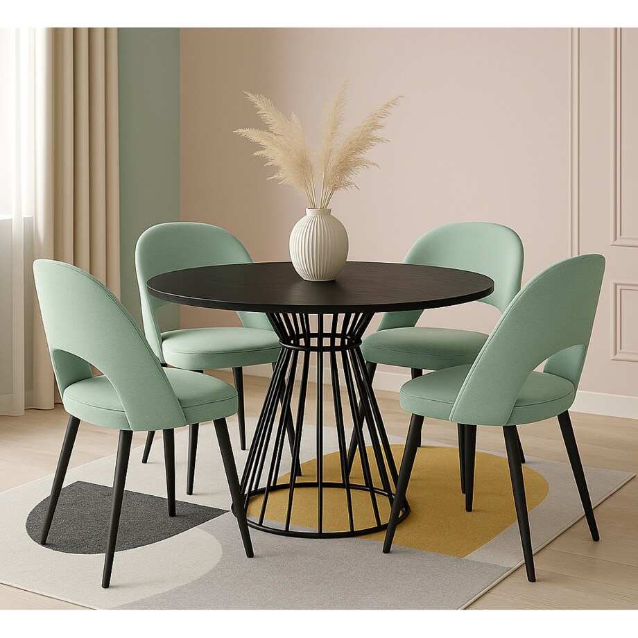 Okrągły stół Reo do salonu z metalową podstawą, blat 110 cm- czarny