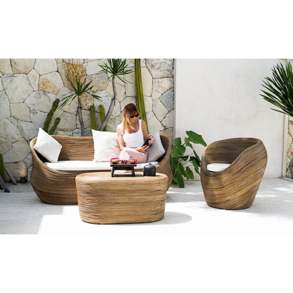 Sofa rattanowa Tegal ciemny Monnarita