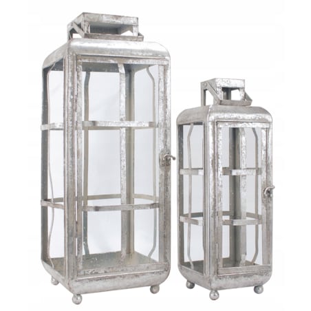 2 szt. LAMPION STYL LOFT metalowy srebrny