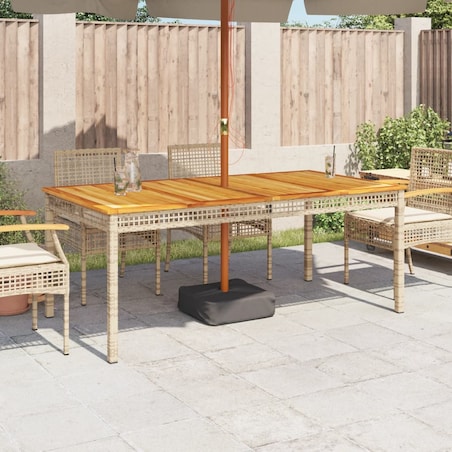 vidaXL Stół ogrodowy, beżowy, 180x90x75 cm, polirattan i akacja