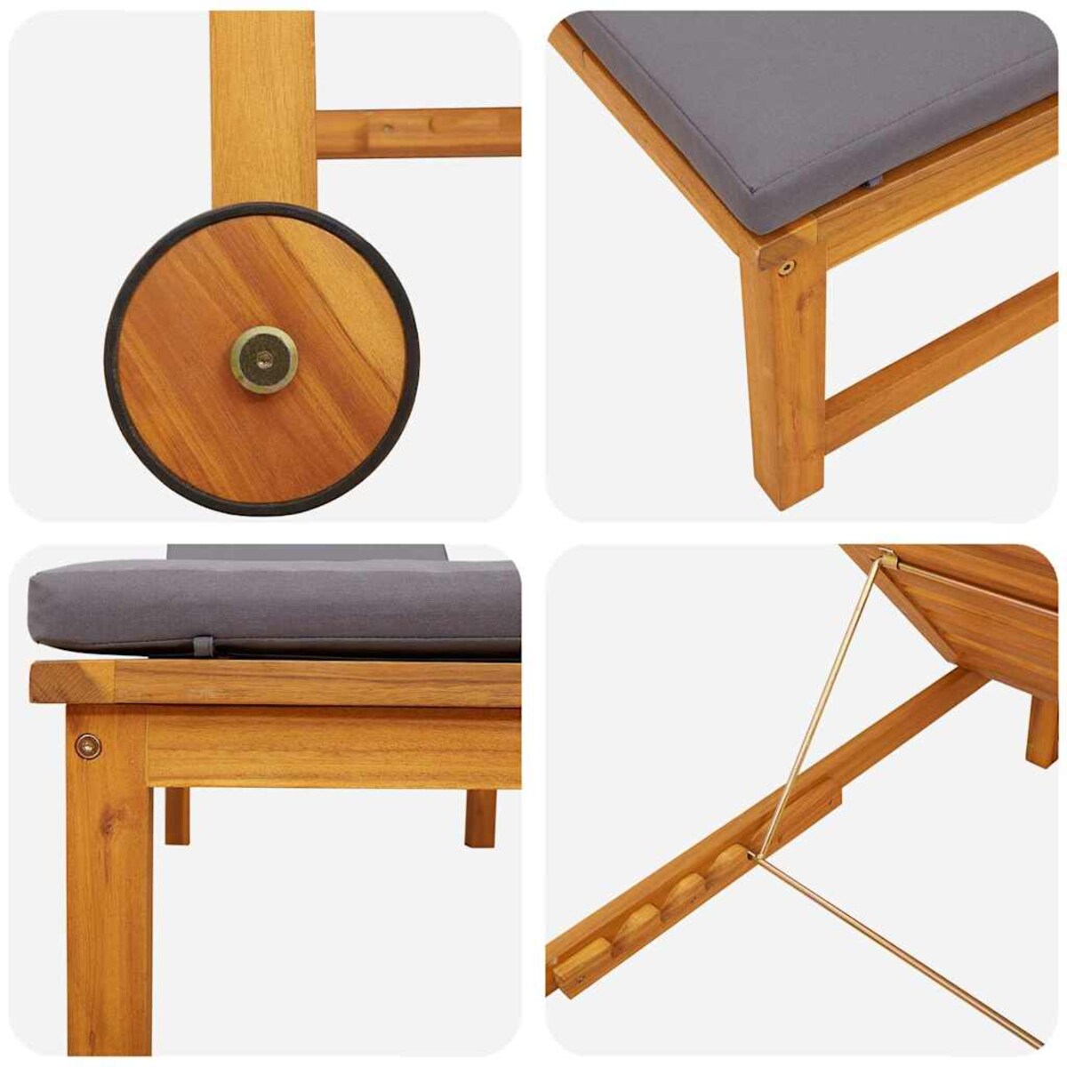 vidaXL Leżak 1-osoba 2 pcs Brązowy 35 x 35 x 34cm Lite drewno akacjowe