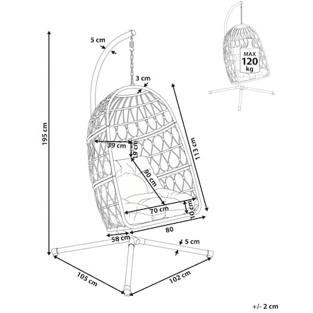 Fotel wiszący ze stojakiem MONTALCINO Metal Naturalny