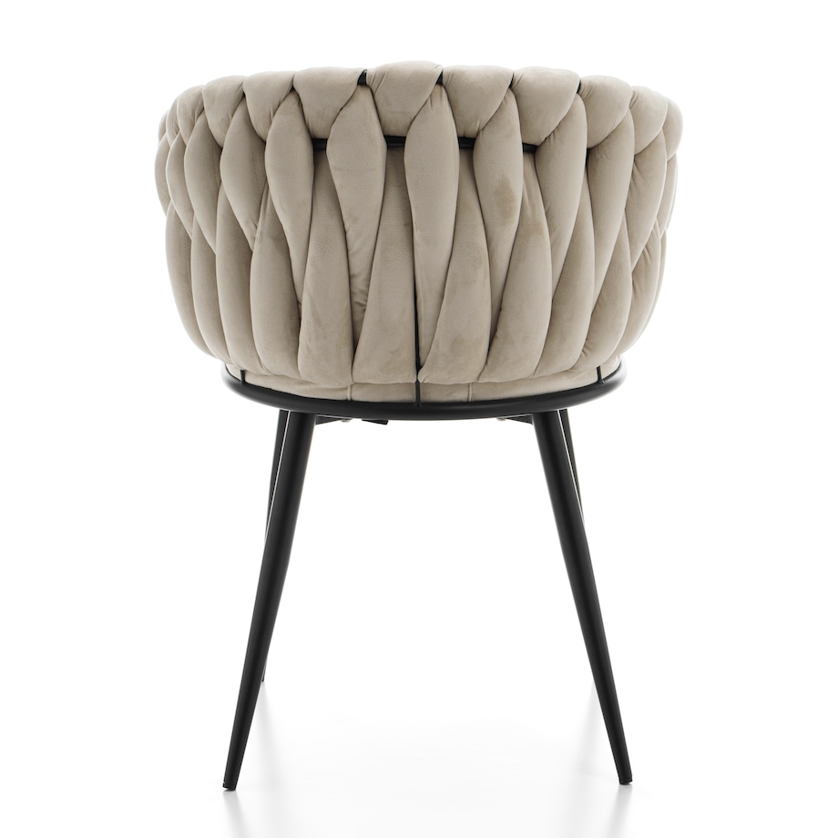 Krzesło tapicerowane plecione glamour salon welurowe LATINA beżowa