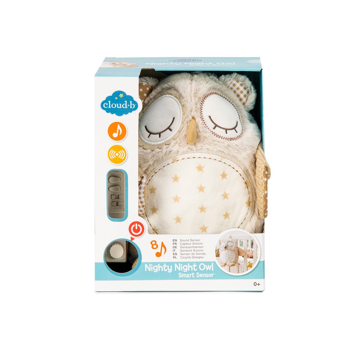 Szumiąca sowa z czujnikiem dźwięku i pozytywką - Cloud b® Nighty Night Owl Smart Sensor™