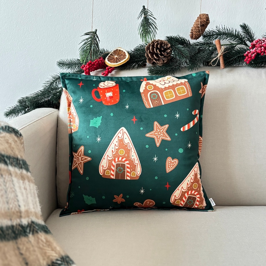 Poduszka dekoracyjna świąteczna Domki piernikowe Boże Narodzenie