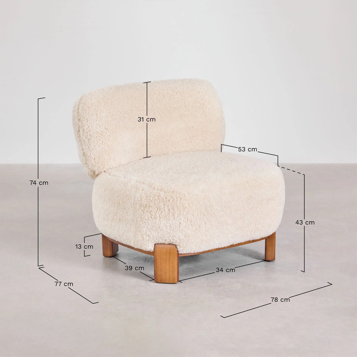 Fotel z drewna kauczukowego i futerka Eldred