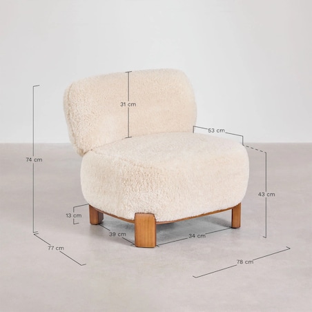 Fotel z drewna kauczukowego i futerka Eldred