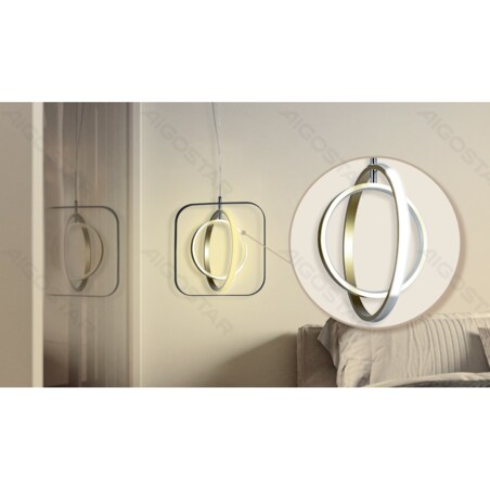 aluminiowa lampa wisząca 30w 2700k kwadrat 150 cm