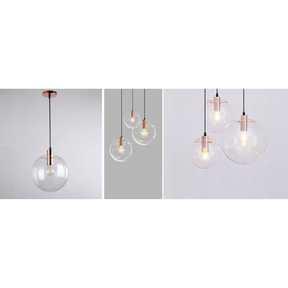 Lampa Wisząca Szklana Kula Rose Gold Lassi 25Cm