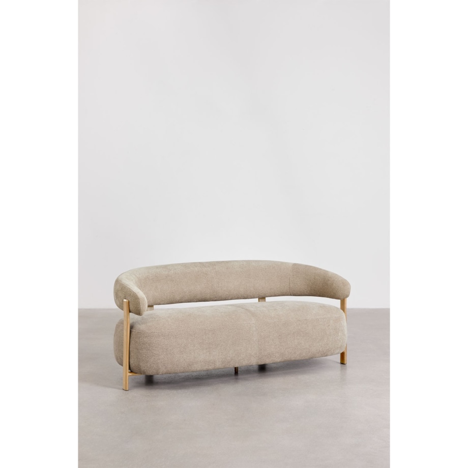 Sofa dwuosobowa z tkaniny szenilowej i metalu, Jolie, kawa z mlekiem