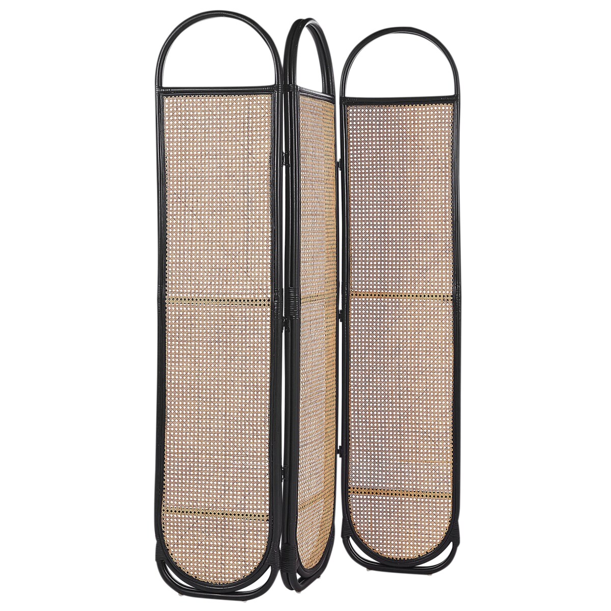 3-panelowy składany parawan pokojowy rattanowy 118 x 180 cm naturaly z czarnym CORTONA