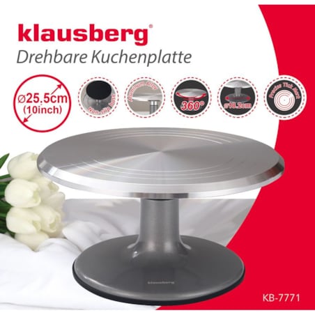 Patera obrotowa do ciast ciasta tortu babeczek 25.5cm KLAUSBERG