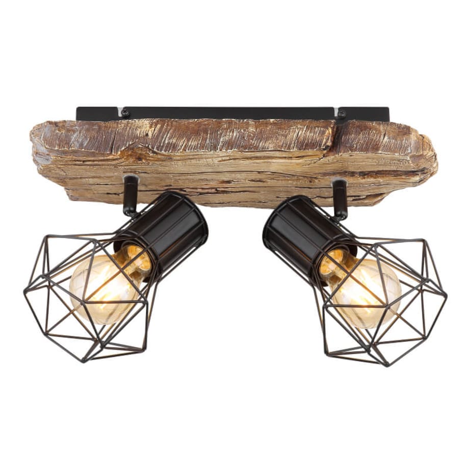 Sufitowa lampa rustykalna Priska 54017W-2 drewno czarna