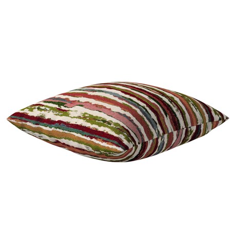 Poszewka Kinga na poduszkę 43x43 czerwono-zielone pasy na kremowym tle