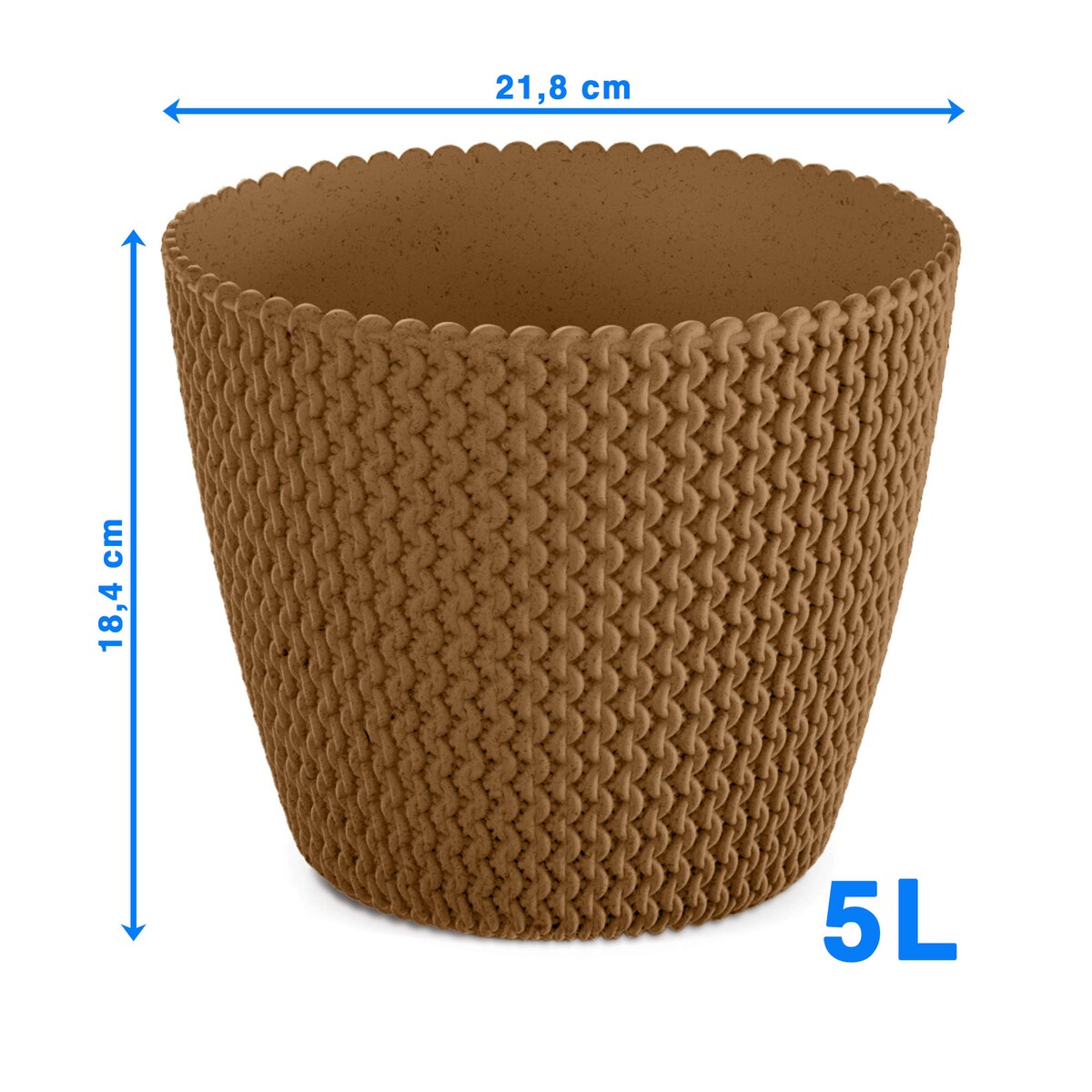 Doniczka Osłonka Domowa 21,8 Cm Na Stół Parapet Do Domu Brązowa