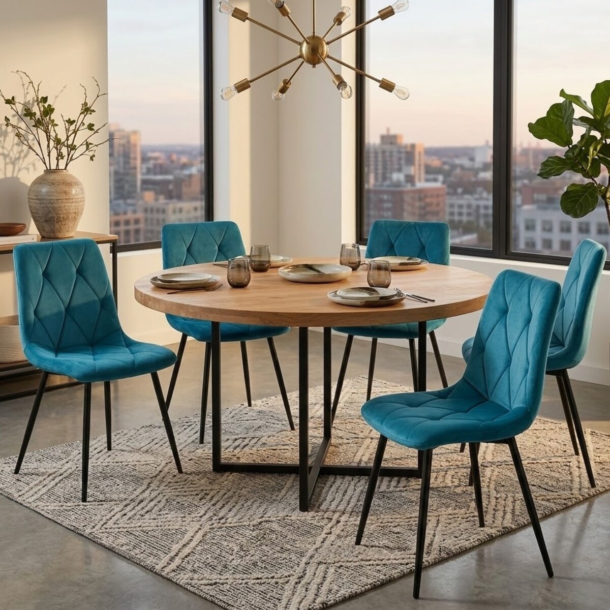 Krzesło tapicerowane welurowe do Jadalni salonu pikowane wygodne