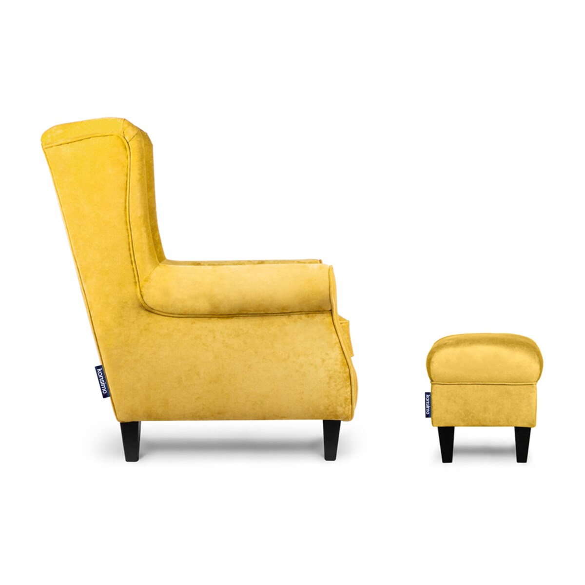 KONSIMO MILES Fotel + puf, kolor Żółty