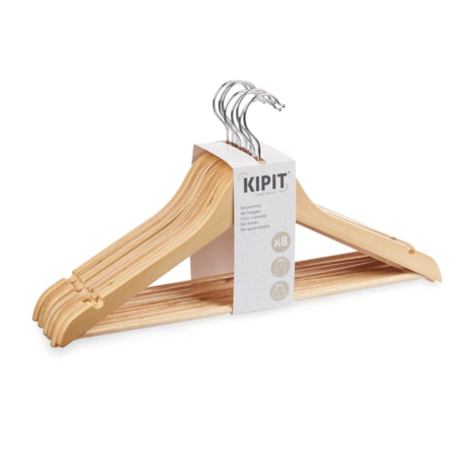 Drewniane wieszaki do garderoby WOODEN, 8 sztuk