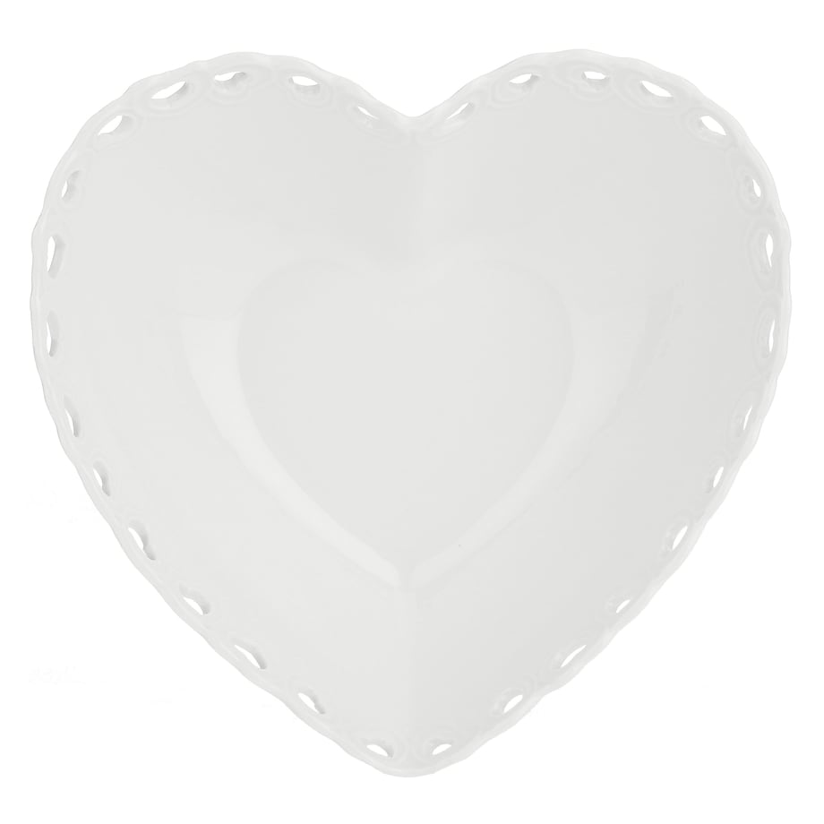 Zdobiona miska Valentino serce - Biały, 20 cm
