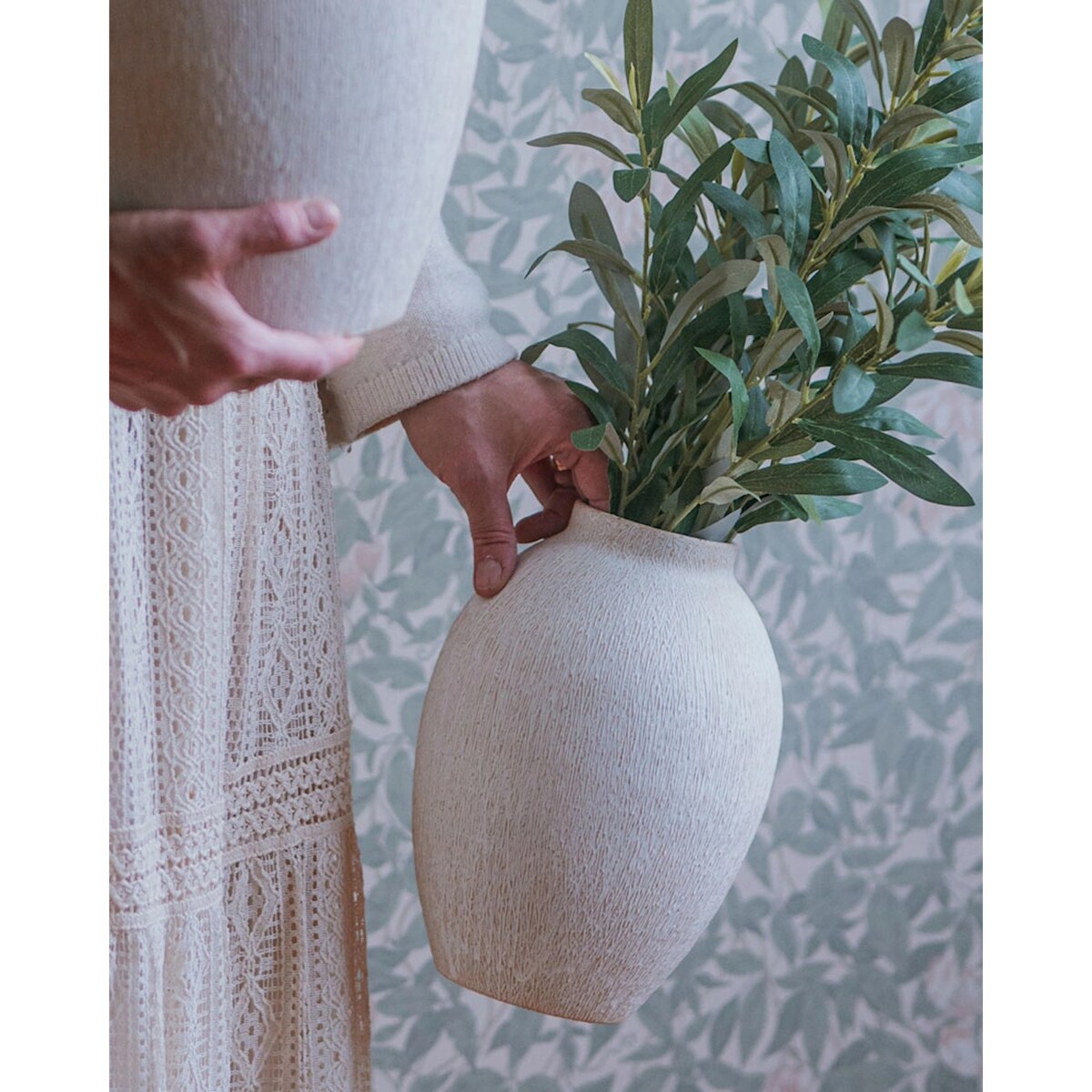 WAZON NA BUKIET KWIATY LOFT BIAŁY 25cm BOHO RETRO LOFT OZDOBA DEKORACJA