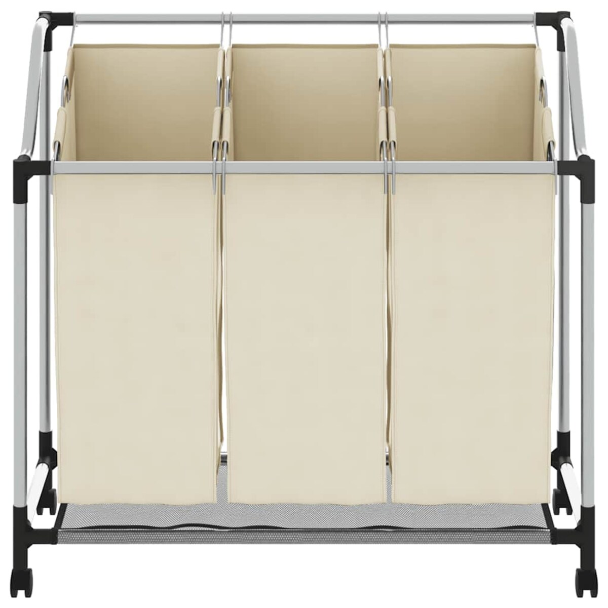 vidaXL Sortownik na pranie z 3 pojemnikami, kremowy, stalowy