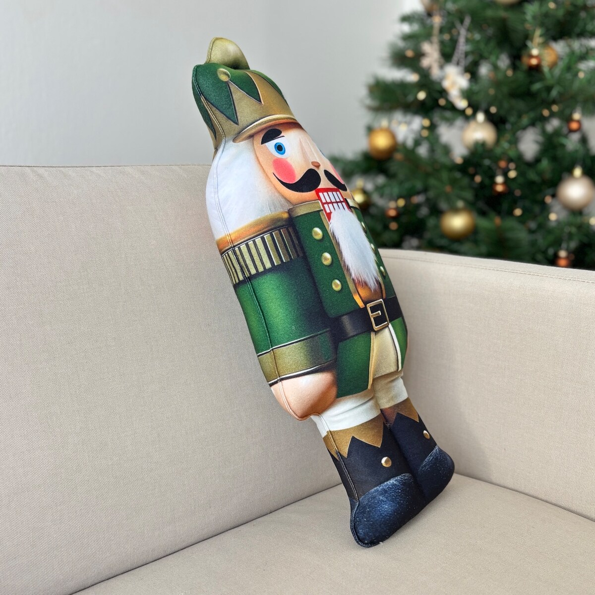 Poduszka świąteczna Dziadek do orzechów zielony