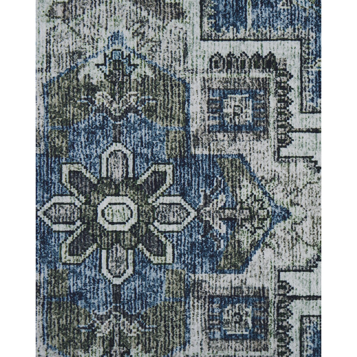 Dywan 60 x 200 cm szary z niebieskim KOTTAR