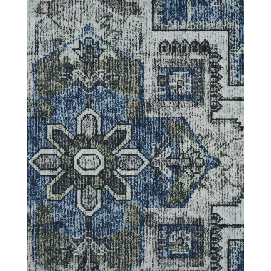 Dywan 60 x 200 cm szary z niebieskim KOTTAR