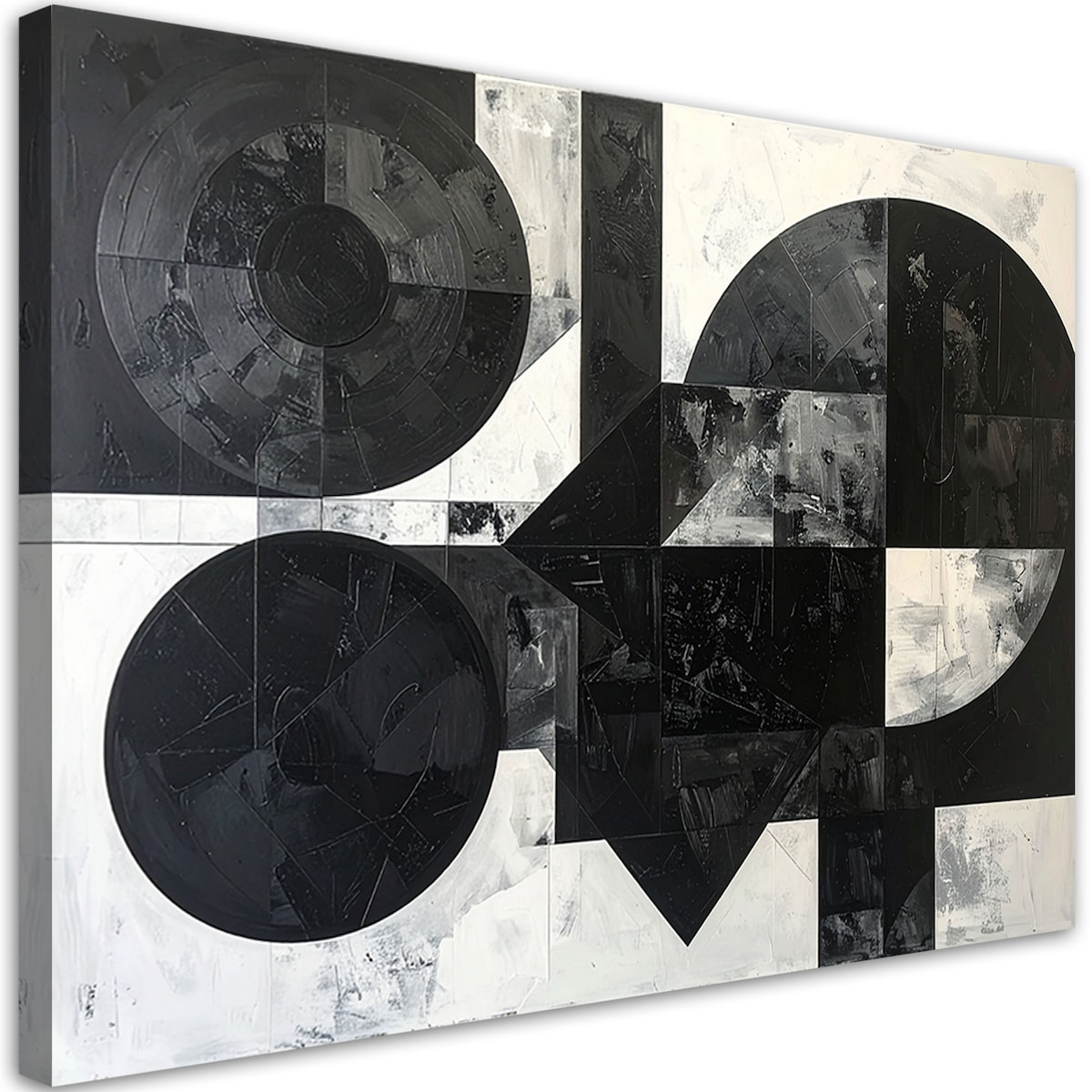 Obraz do salonu biura loftu, Abstrakcja tekstura koła kształty czarno biały